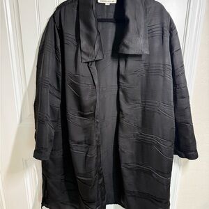 Caroline Rose Sheer Black Open Jacket 3X